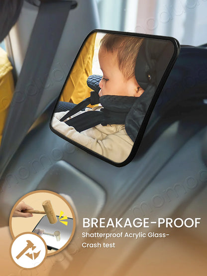 1 Pc Crash Tested And Certified Shatterproof Baby Car Mirror For Rear Facing Infant With Wide Larger Crystal Clear View