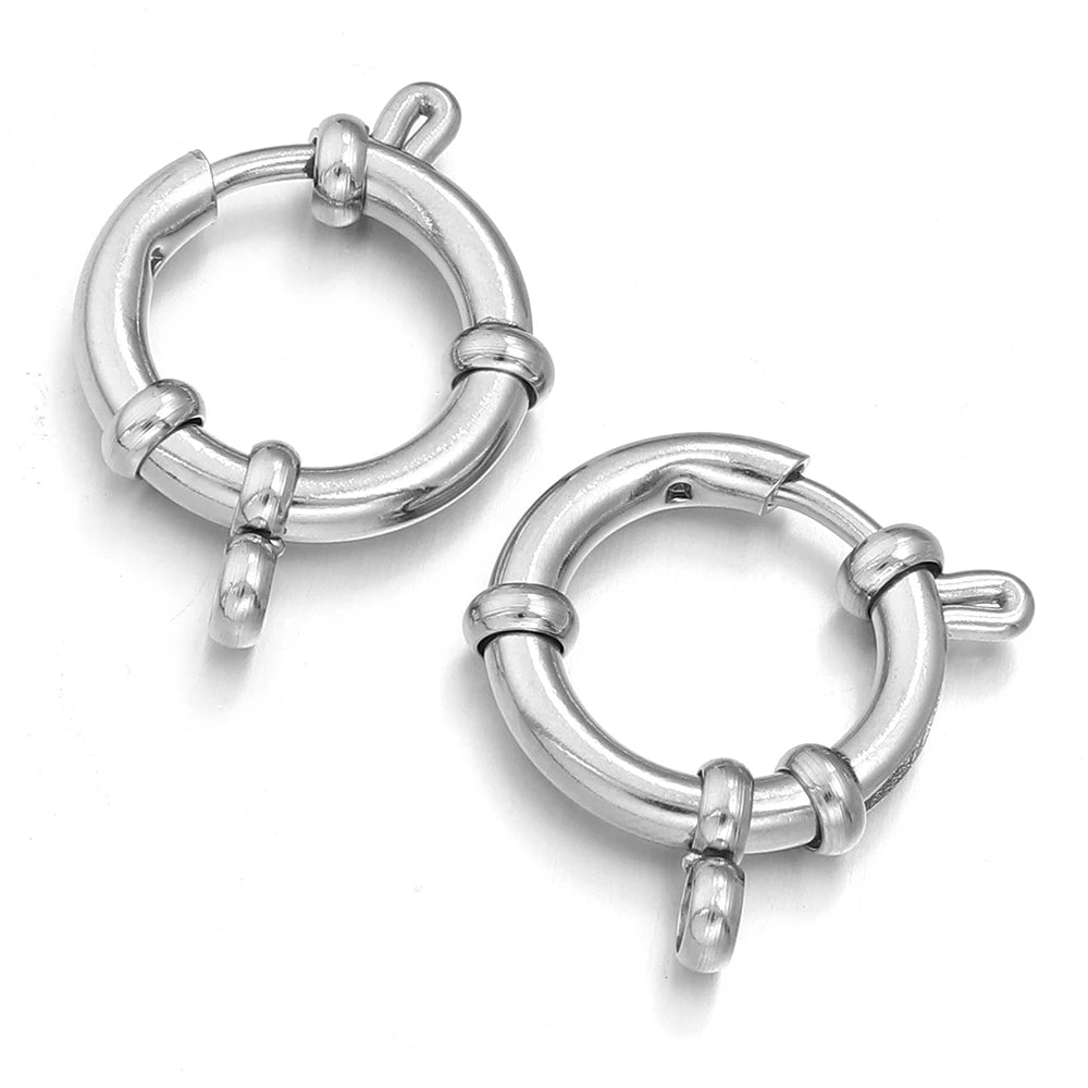2pcs 316 Stainless Steel Sailor Clasps Round Spring Clasps Hooks For DIY Jewelry Making Bracelet Necklace End Clasps Connectors