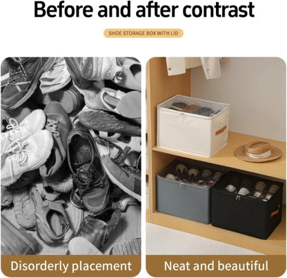 Shoe Storage Box Organizer 600D Oxford Cloth Foldable Clear Cover Zipper Under Bed Closet Wardrobe Dustproof Compartment Holders