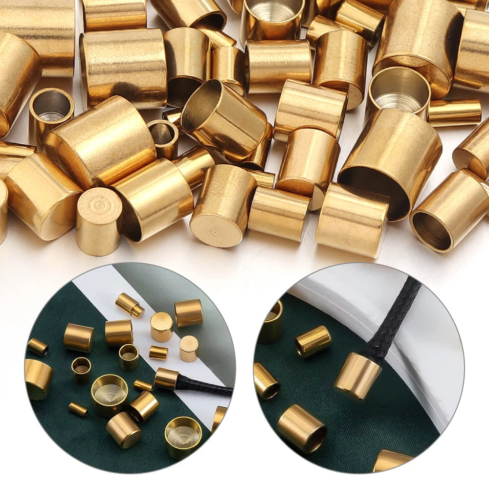 10-20pcs/lot 2-10mm Stainless Steel Leather Cord Clasp Crimp End Caps For Necklace Bracelet Connectors Jewelry Making Supplies