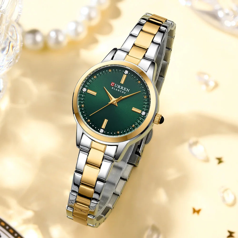 CURREN Women's Stainless Steel Strap Watch Perfect Blend of Minimalism and Fashion for Elegant Daily Wear with Box