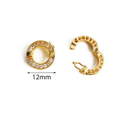 2pcs Round Connector Buckles Pearl Clasps Fasteners With Zircon Keyrings  For DIY Bracelet Necklace Keychain Making Accessories