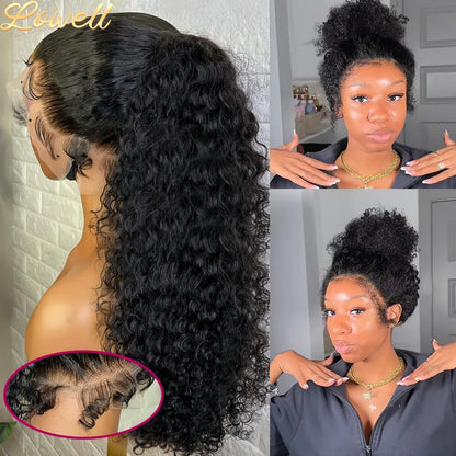 200 Density Water Wave Lace Front Wig 4x4 5x5 Lace Glueless Wig 13x4 13x6 hd Lace Frontal 360 Curly Human Hair Wigs for Women