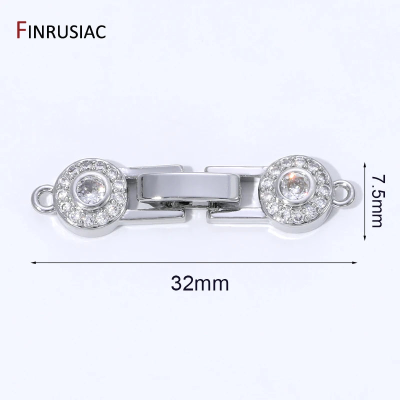 18K Gold Plated Brass Pearl Clasp Connector,Clasps For Bracelet,Zircon Fasteners Lock Clasps For DIY Jewelry Making Supplies