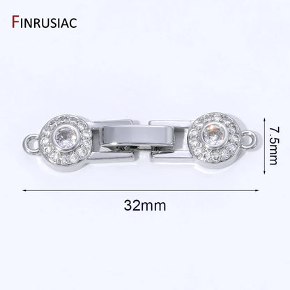 18K Gold Plated Brass Pearl Clasp Connector,Clasps For Bracelet,Zircon Fasteners Lock Clasps For DIY Jewelry Making Supplies