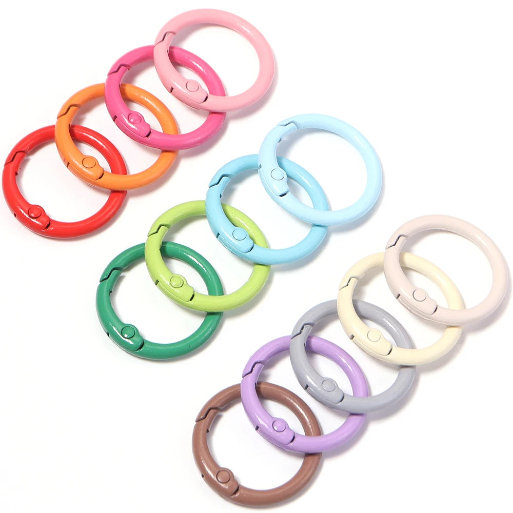 20Pcs/Lot Metal O Ring Spring Clasps Colorful Openable Round Carabiner Keychain Snap Hook Dog Chain Buckle DIY Jewelry Connector
