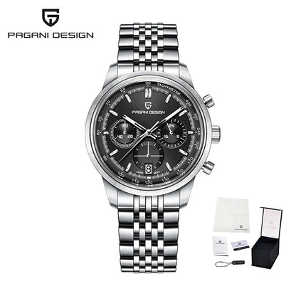 PAGANI DESIGN Men Quartz Watch VK63 Chronograph Stainless Steel Mens Wristwatch Top Brand Sapphire Glass Business Watch Man Gift