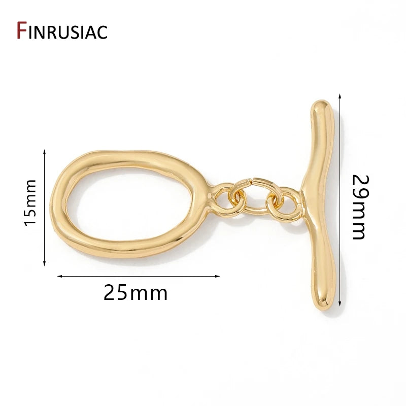 18K Gold Plated Brass Oval/Heart OT Clasps,Bracelet Connector O Toggle Clasps,DIY Bracelet Jewelry Making Findings