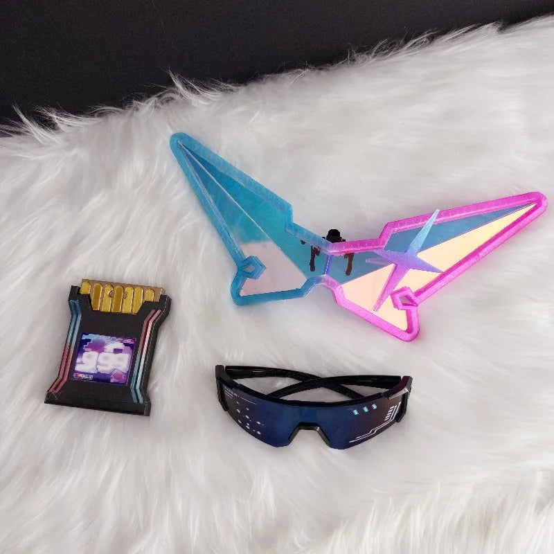 Game Honkai：Star Rail Silver Wolf Cosplay Props Colorful Glasses Set for Adults Anime Roleplay Accessories Halloween Party
