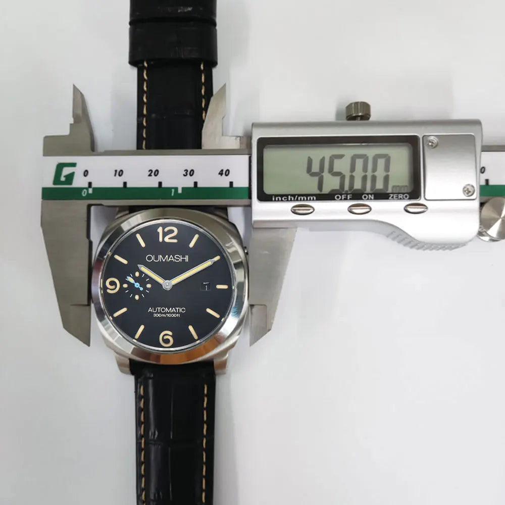 44mm Men's Watch Seagull ST2555 Movement Stainless Steel Case Automatic Mechanical Watch Strength Mineral Glass Leather Bracelet