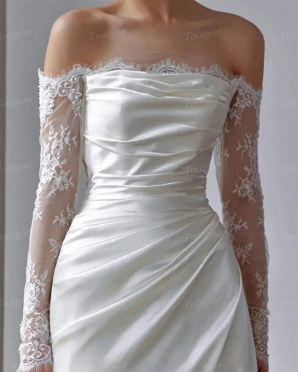 Toofgon Customized Lace Long Sleeves Wedding Dresses