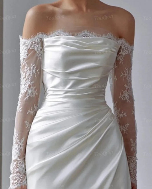 Toofgon Customized Lace Long Sleeves Wedding Dresses