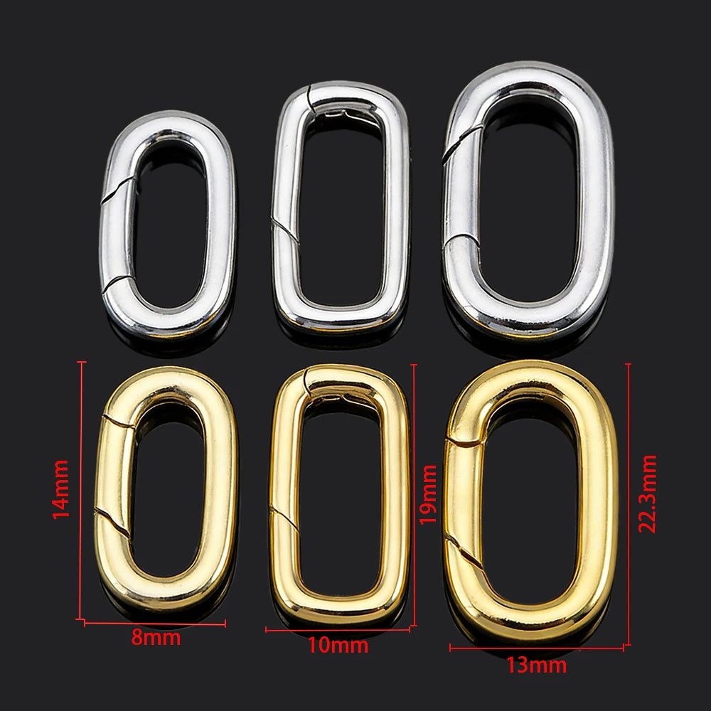 2pcs 18K Gold Plated Filled Oval Carabiner Necklace Clasps Spring Ring Pearl Enhancer Connector for DIY Jewelry Bracelet Making
