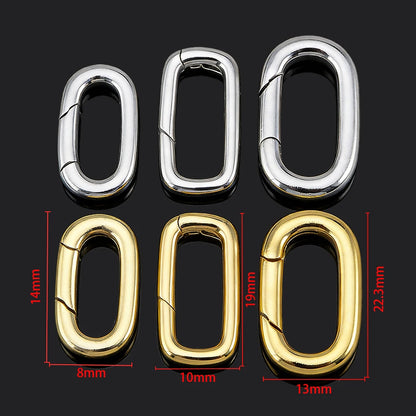 2pcs 18K Gold Plated Filled Oval Carabiner Necklace Clasps Spring Ring Pearl Enhancer Connector for DIY Jewelry Bracelet Making
