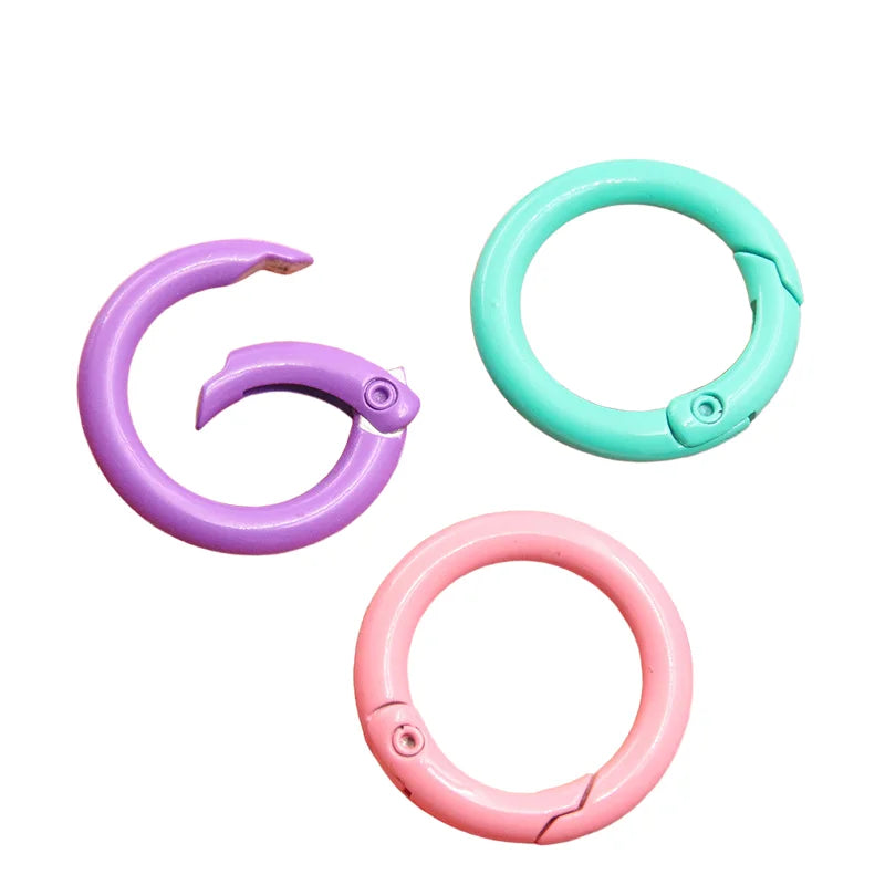5-20pcs Colorful Spring O Rings Round Carabiner Key Ring Trigger Snap Buckle Keychain DIY Jewelry Making Bag Charm Accessories