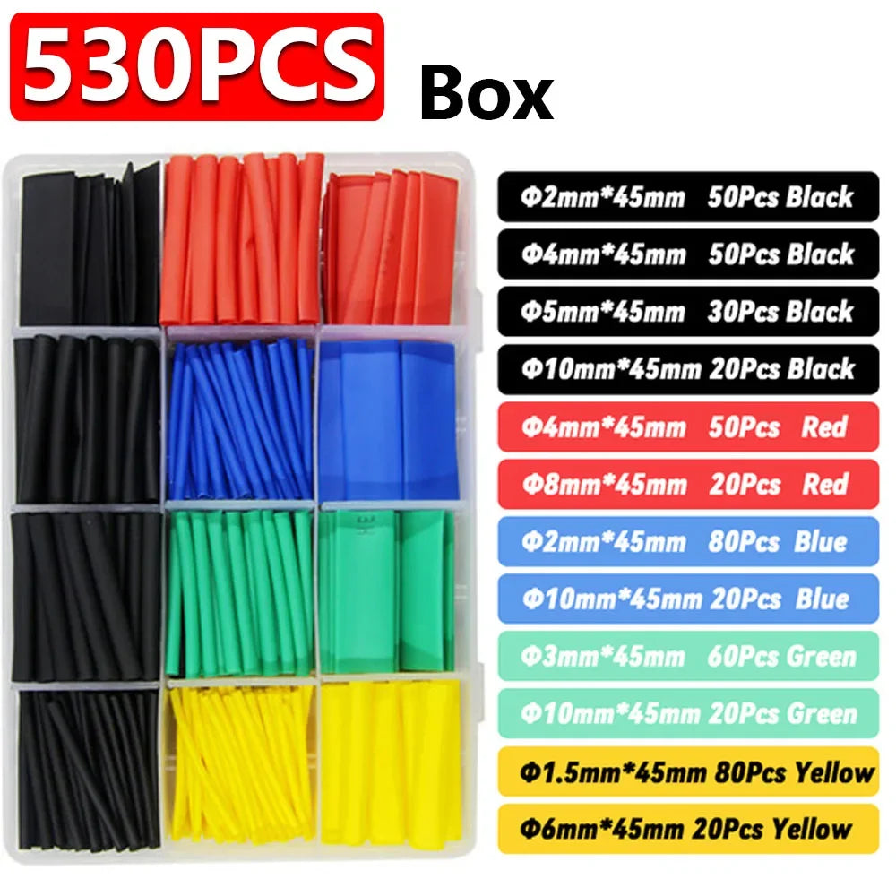 127-1060 pcs 2:1 Heat Shrink Tube Shrinking Assorted Polyolefin Insulation Sleeving Wire Cable Sleeves Wrap