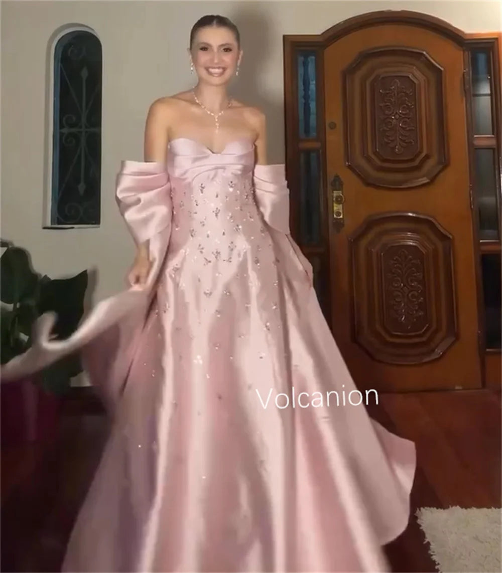 Customized Chinese Style Charmeuse Pleat Sequined A-line Off-the-shoulder Long Dresses Bespoke Occasion Exquisite