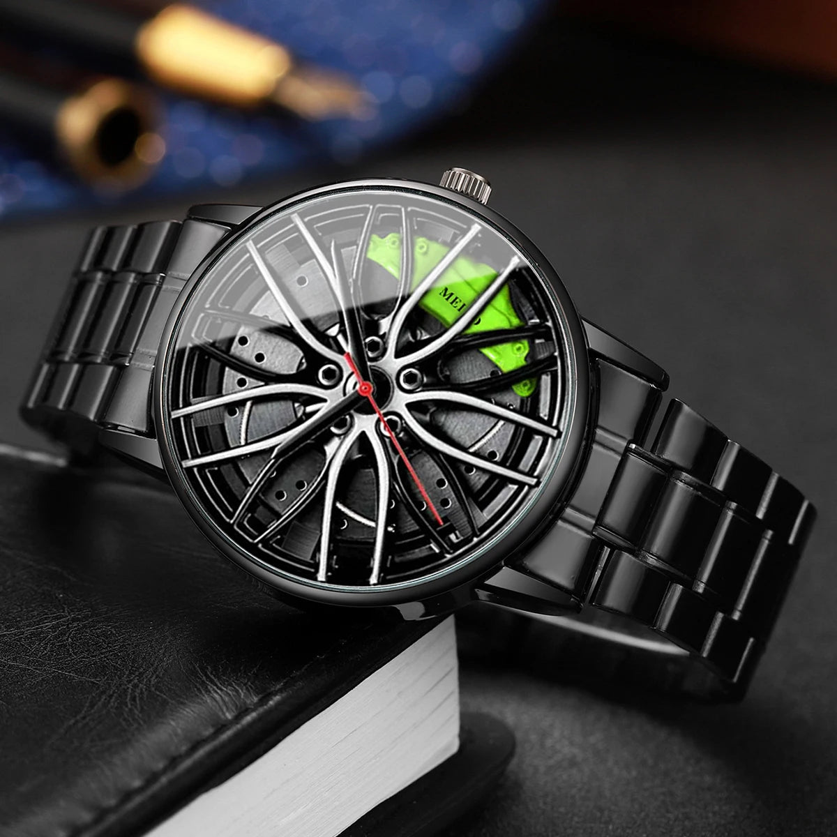 1PC Surprise Mystery Watch Blind Box-Fashion Men Sports Watches 3d Car Wheel Stainless Steel Band Wrist Watch（Without Box）
