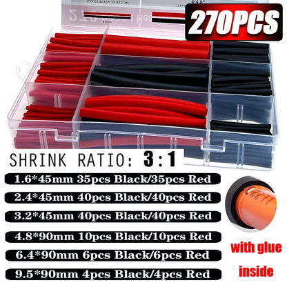 127-1060 pcs 2:1 Heat Shrink Tube Shrinking Assorted Polyolefin Insulation Sleeving Wire Cable Sleeves Wrap