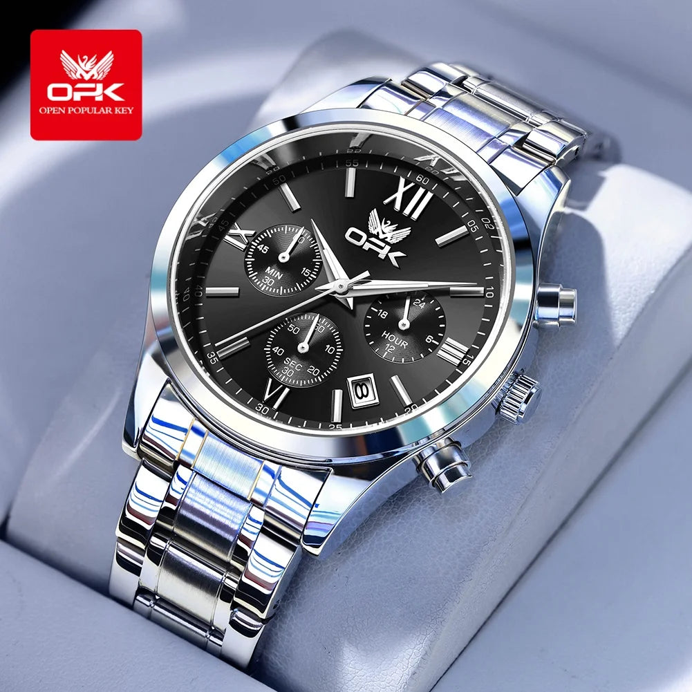 OPK 6052 Mens Watch Automatic Date Stainless steel Band High Quality Men's Watches