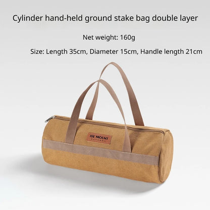Multifunctional Camping Storage Bag Portable Tent Stakes & Wind Rope Pouch Outdoor Accessories Cylinder Tool Organizer