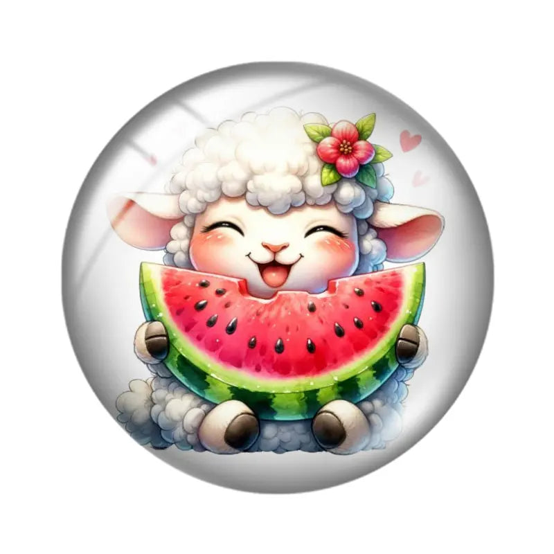 Watercolor Cute Sheep 10pcs mix18mm/20mm/25mm Round photo glass cabochon demo flat back Making findings