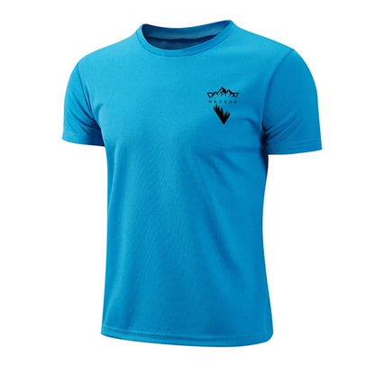 Summer Mens T-shirt Print Casual Exercise Tops Outdoor Jogging Marathon Clothing Quick-Dry Mesh Tees Popular Cycling Sportswear