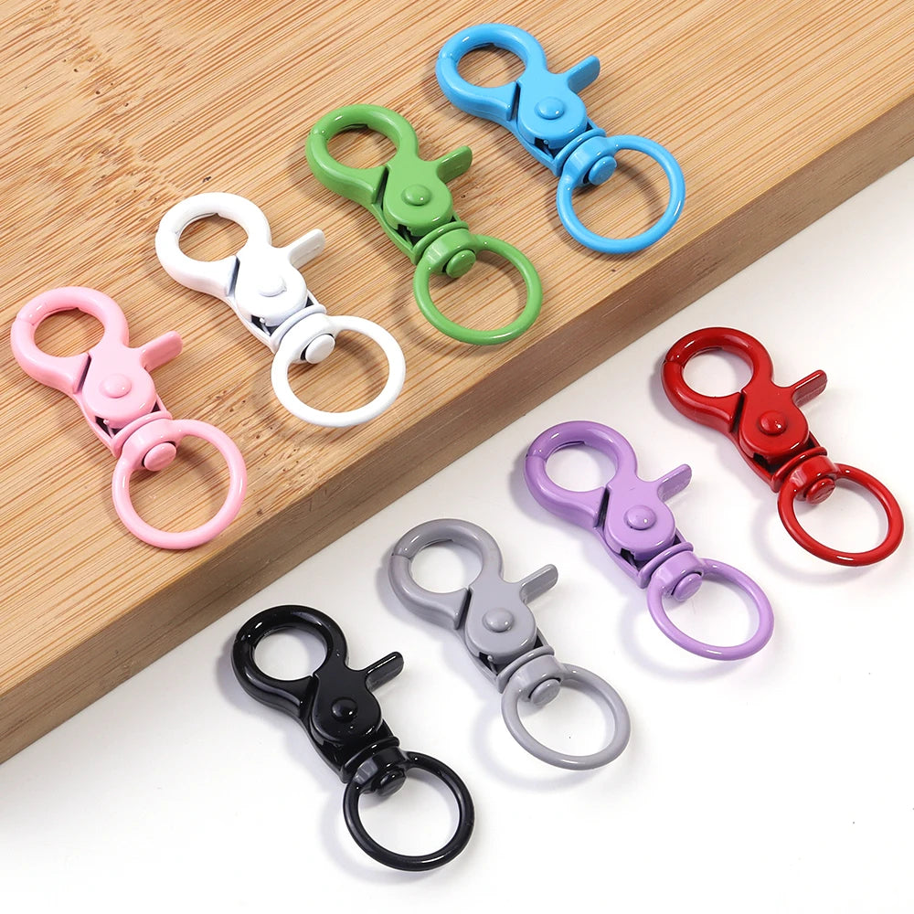 5Pcs/Lot Colorful Swivel Lobster Clasp Hooks Keychain Split Key Ring Connector for Bag Key Chain DIY Jewelry Making Supplies
