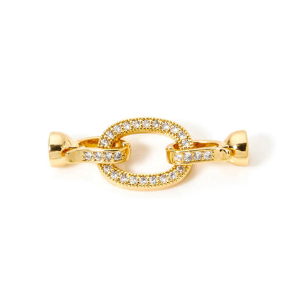 1pc Brass Fold Over Clasps Gold Color Round Flower Bowknot Clear Cubic Zirconia Charms DIY Necklace Bracelet Jewelry Findings