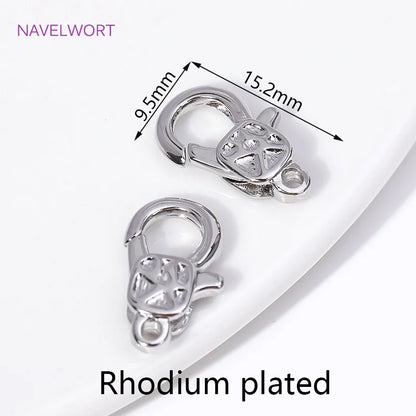 18K Gold Plated Brass Lobster Clasps Connector,Jewellery End Caps Fastener Clasp For DIY Bracelet Jewelry Making Accessories