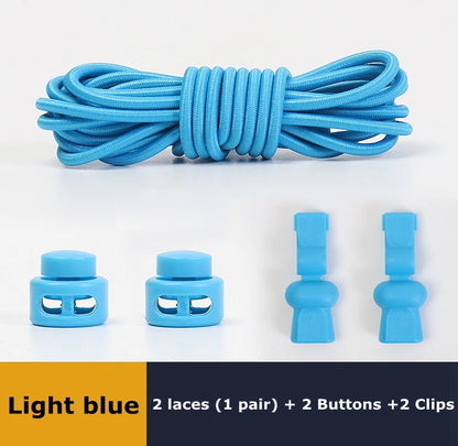No tie shoelaces Round Elastic Shoelace Plastic snap lock Suitable for all shoes Adult children walking sports Lazy laces 1 pair
