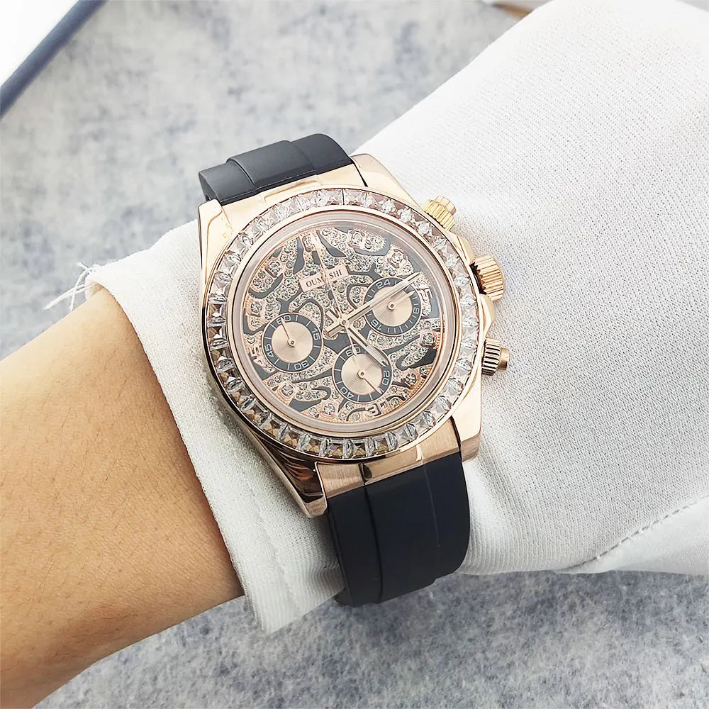 39mm men's watch VK63 movement quartz chronograph sapphire glass gemstone dial luxury business men's waterproof wristwatch