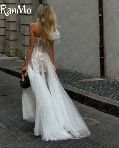 Ranmo 2025 Sweetheart Off Shoulder Evening Dresses Silk Tulle Long Fairy Party Gowns Customize robe de soirée Special Occasion