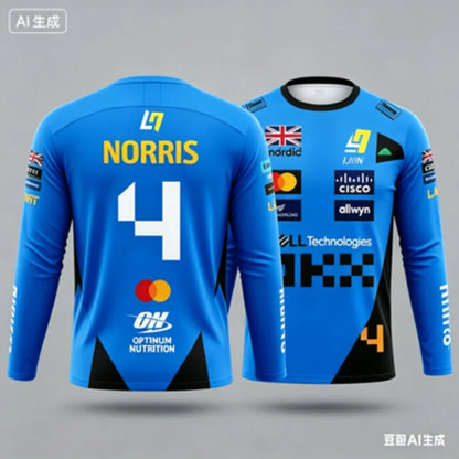 Norris No.4 Racing Suit Long-Sleeve Top Breathable Quick-Dry Fabric For Racing Fans Daily Casual Sports Wear