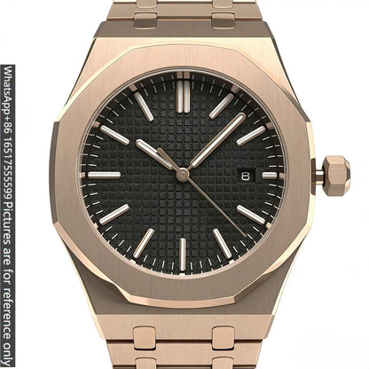 42mm Streamlined Modern Mens Luxury Watches Matte Solid 904L Steel Automatic Movement Open Skeleton Dial Wear Resistant Long