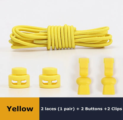 No tie shoelaces Round Elastic Shoelace Plastic snap lock Suitable for all shoes Adult children walking sports Lazy laces 1 pair