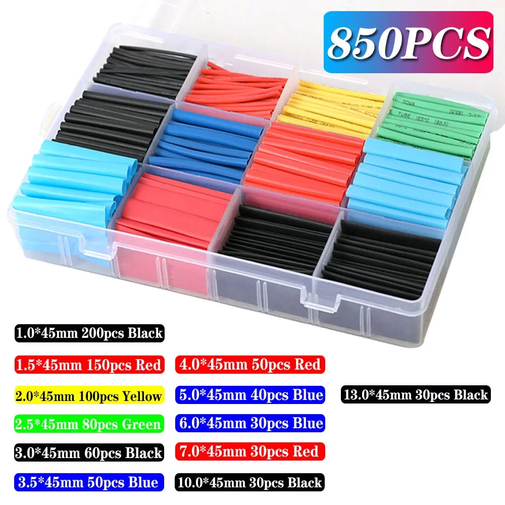 127-1060 pcs 2:1 Heat Shrink Tube Shrinking Assorted Polyolefin Insulation Sleeving Wire Cable Sleeves Wrap