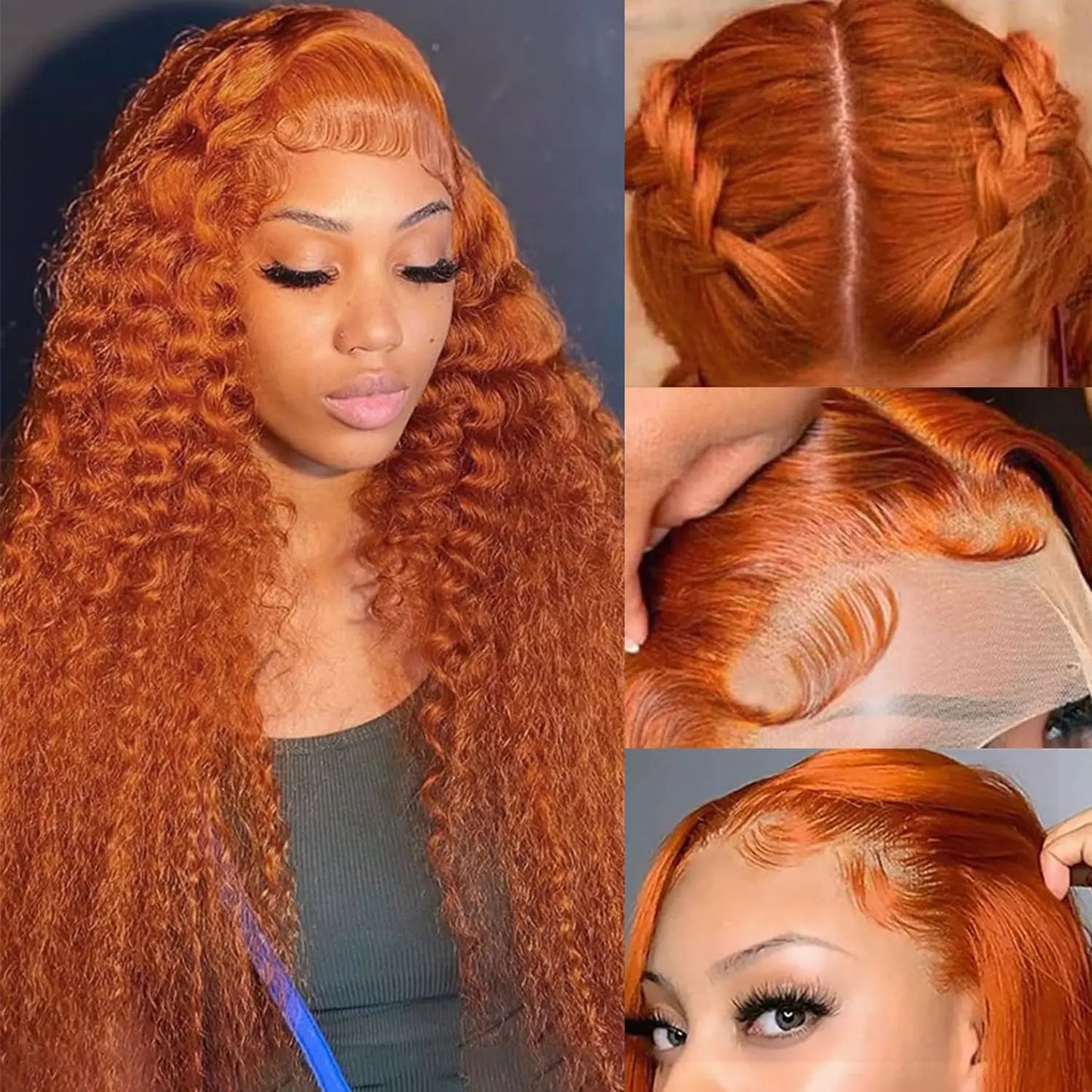 Ginger Deep Wave Lace Front Wigs Human Hair 30 Inch Wigs Human Hair 13x4 250% Density HD Lace Front Wigs Human Hair Black Women