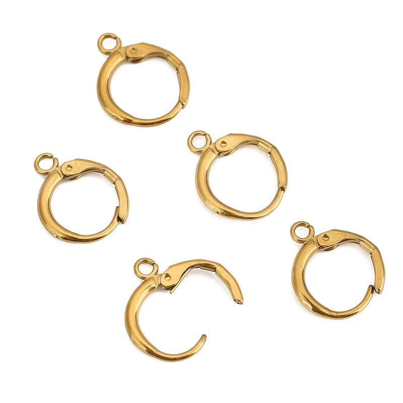 10pcs 12mm Hypoallergenic Earrings Hooks Clasps PVD Never Fade Stainless Steel Earrings Making  Diy Jewelry Accessories Findings