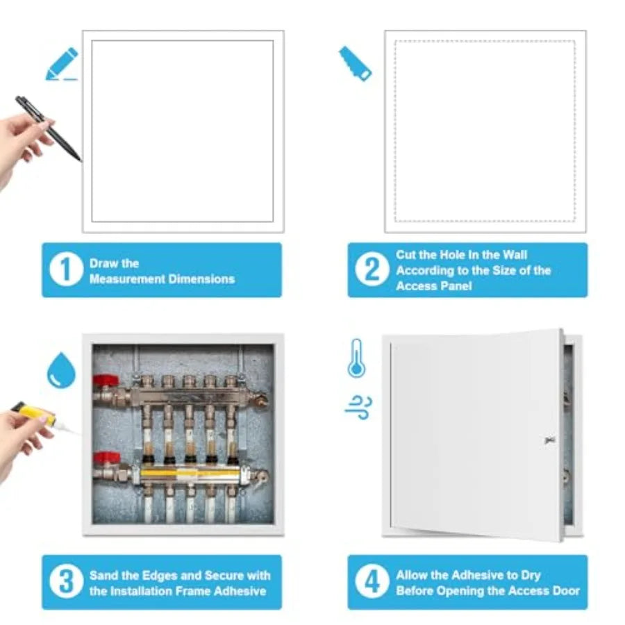 Access Panel for Drywall, with Lock and Key, for Ceiling, Electrical Conduits, Heavy Duty Metal Steel Access Door White