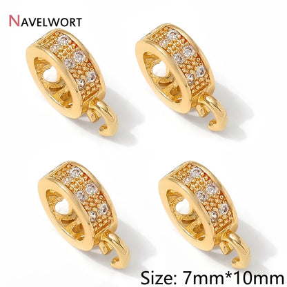 14K Gold Plated Inlaid Zircon Round Pendant Pinch Bail, Pendant Bail Connector For Necklace Making Accessories,Jewelry Materials