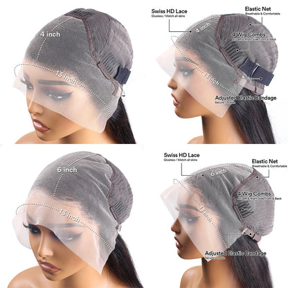 Highlight Body Wave 13x6 HD Omber Lace Front Human Hair Pre Plucked Wig 1B/30 Black Brown Colored Hair 13x4 HD Lace Frontal Wigs