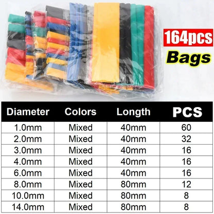 127/165/328/560/650/800pcs Heat Shrink Tubing kit 2:1 Shrinkable Wire Shrinking Wrap Wire Connect Cover Cable Repair Protection