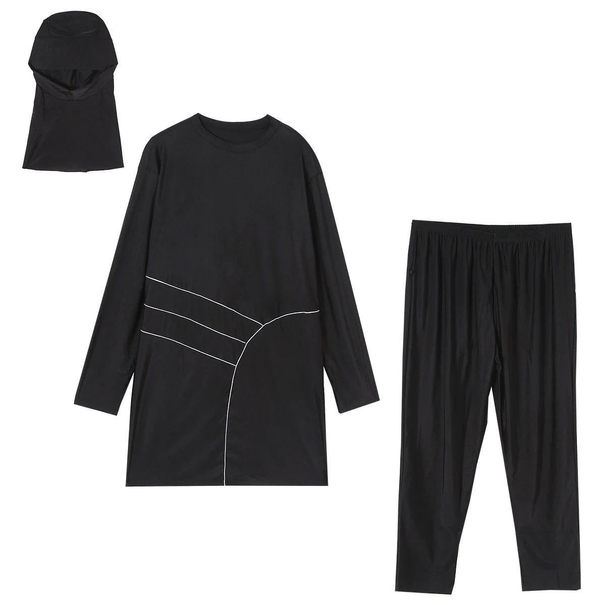 H1029 Muslim Women Fullcoverage  Long Sleeves Cover Up Burkinis Three Pieces Plus Size Swimwear Suits