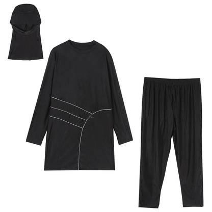 H1029 Muslim Women Fullcoverage  Long Sleeves Cover Up Burkinis Three Pieces Plus Size Swimwear Suits