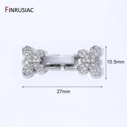 18K Gold Plated Brass Pearl Clasp Connector,Clasps For Bracelet,Zircon Fasteners Lock Clasps For DIY Jewelry Making Supplies