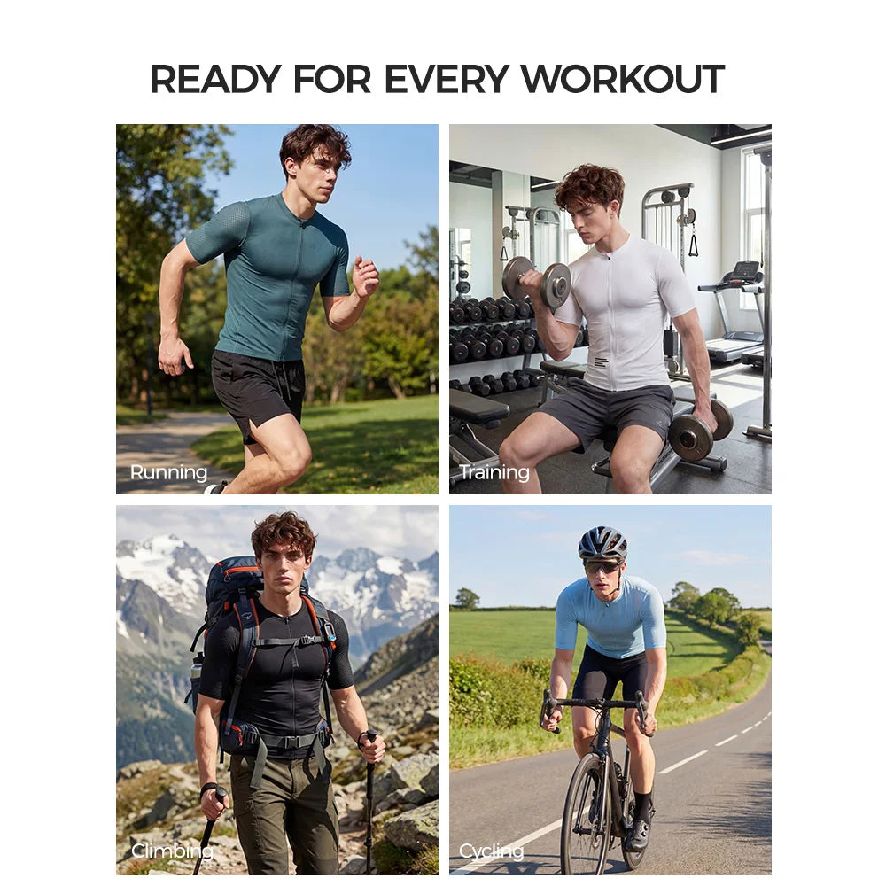 RION Men's T Shirt Short Sleeve Sports Sweatshirt Fitness Running Top Men Clothing Cycling Shirts Gym Hiking Outdoors Sportwear