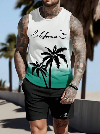 2026 Summer Hawaii Beach Tank Top for Men, Quick Dry Silky Sleeveless Shirt, Fashion Body Shaping Casual Men's Vest