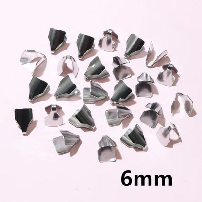 100pcs Stainless Steel 2-7mm Flat Cords Crimp End Beads Caps Clip Tip Fold for DIY Snake Chain Necklace Jewelry Making Findings