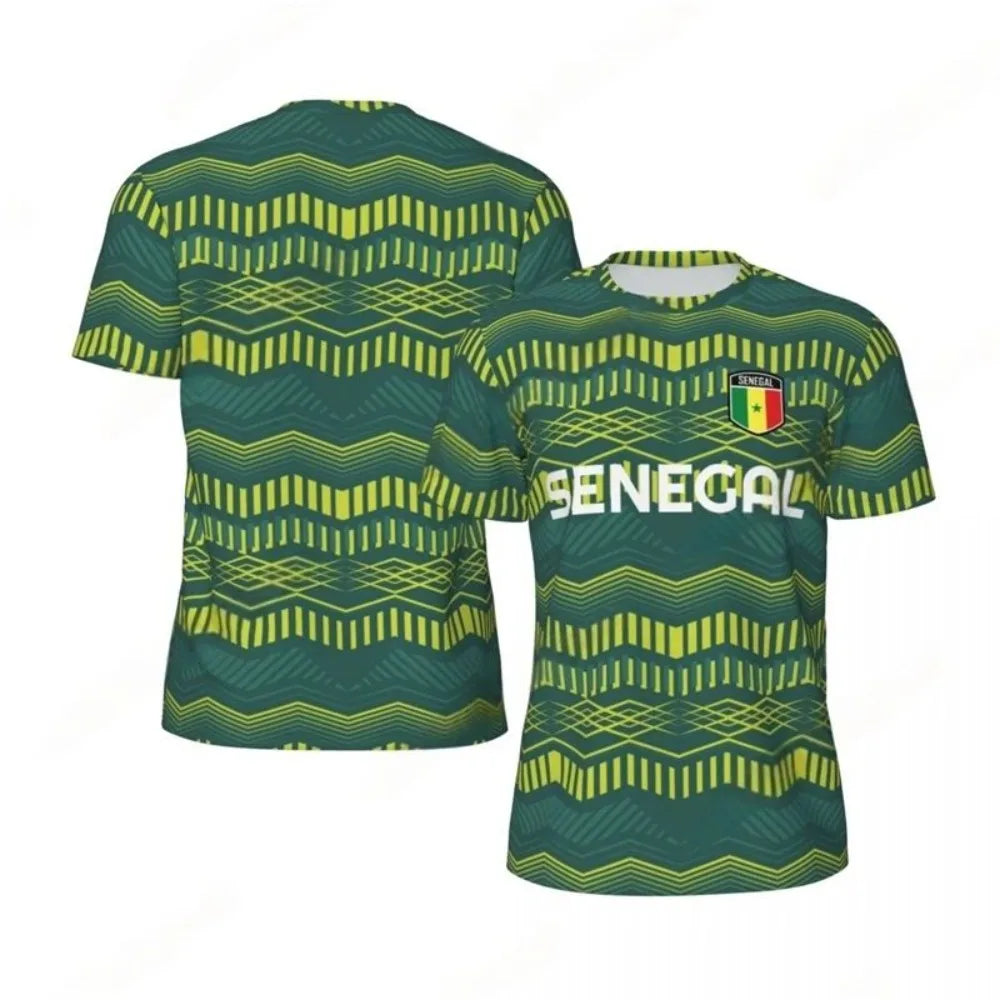 2026 New Summer Senegal Flag Graphic Football T Shirts for Men Casual Trend 3D Printed Sports T-shirts Loose Breathable Tees